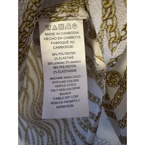 Michael Kors Blouse Women’s Size Small Gold Chain Link Tie 3/4 sleeves NEW 018 - Picture 5 of 5